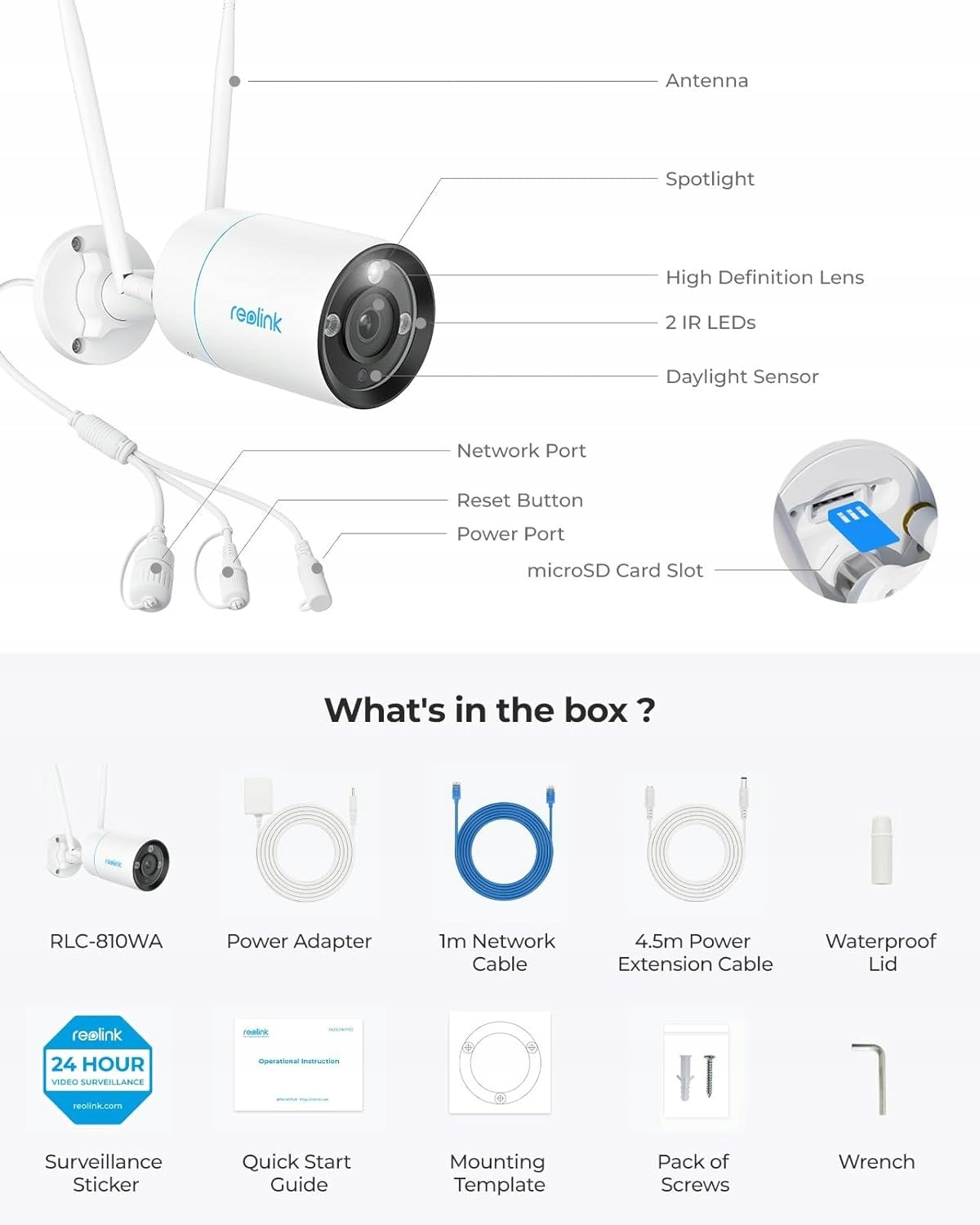 2x IP camera for monitoring Reolink W330 Model RLC-810WA