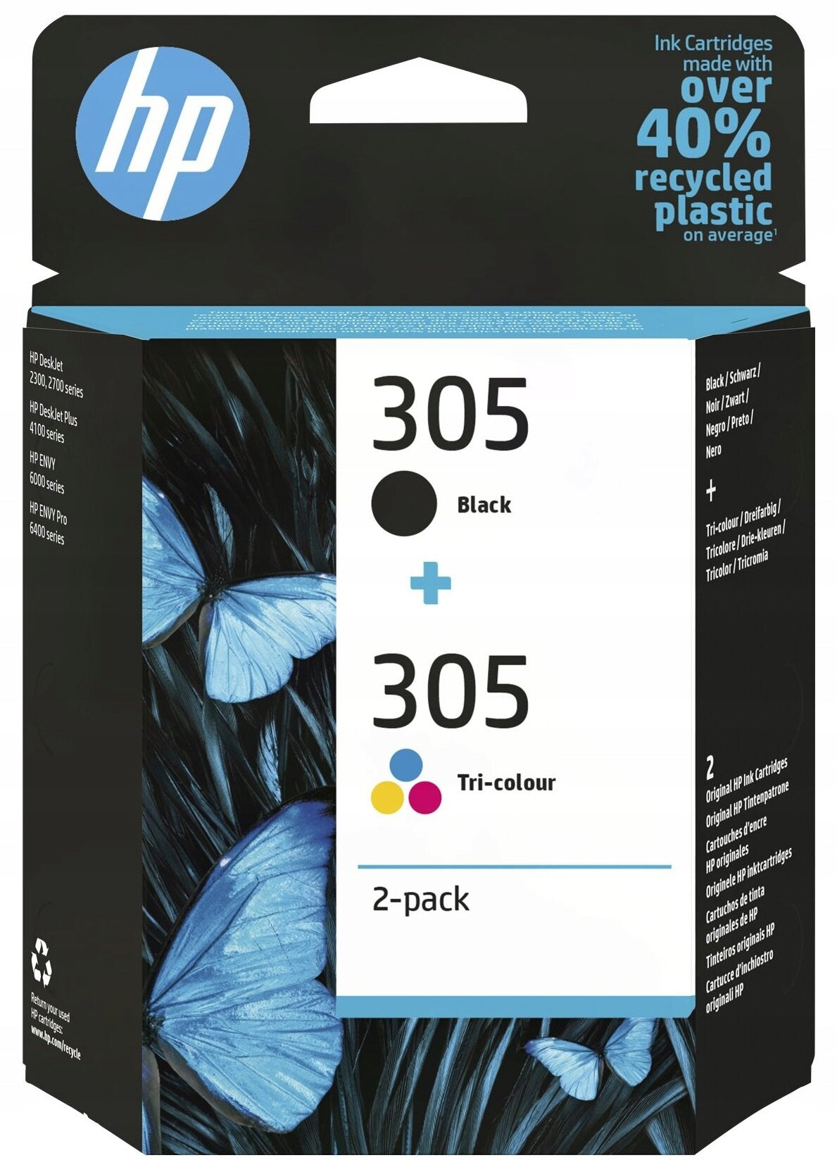 2x Ink HP 305 Black 2ml + Coloured 2ml set