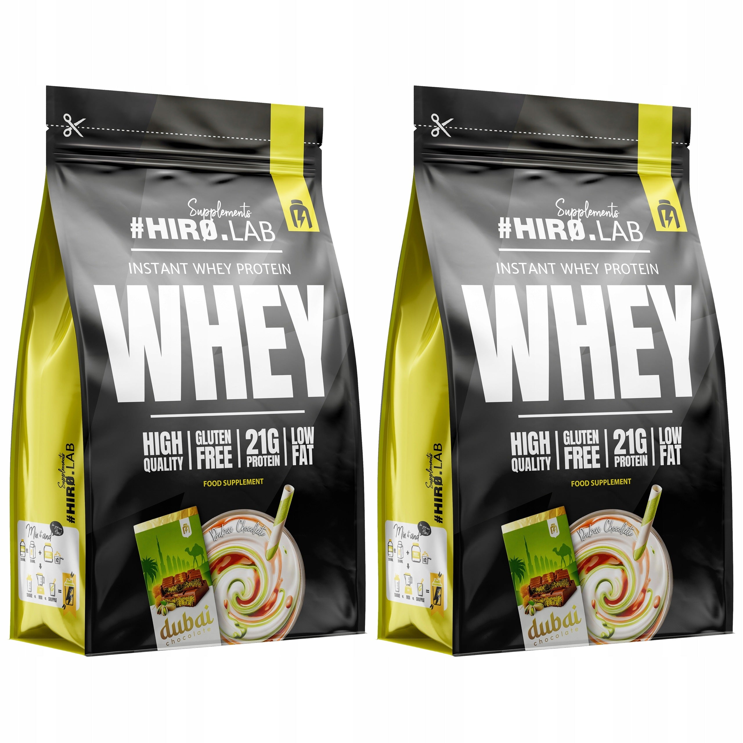 2x Instant Whey Protein WPC HIRO.LAB 750g Dubai Chocolate