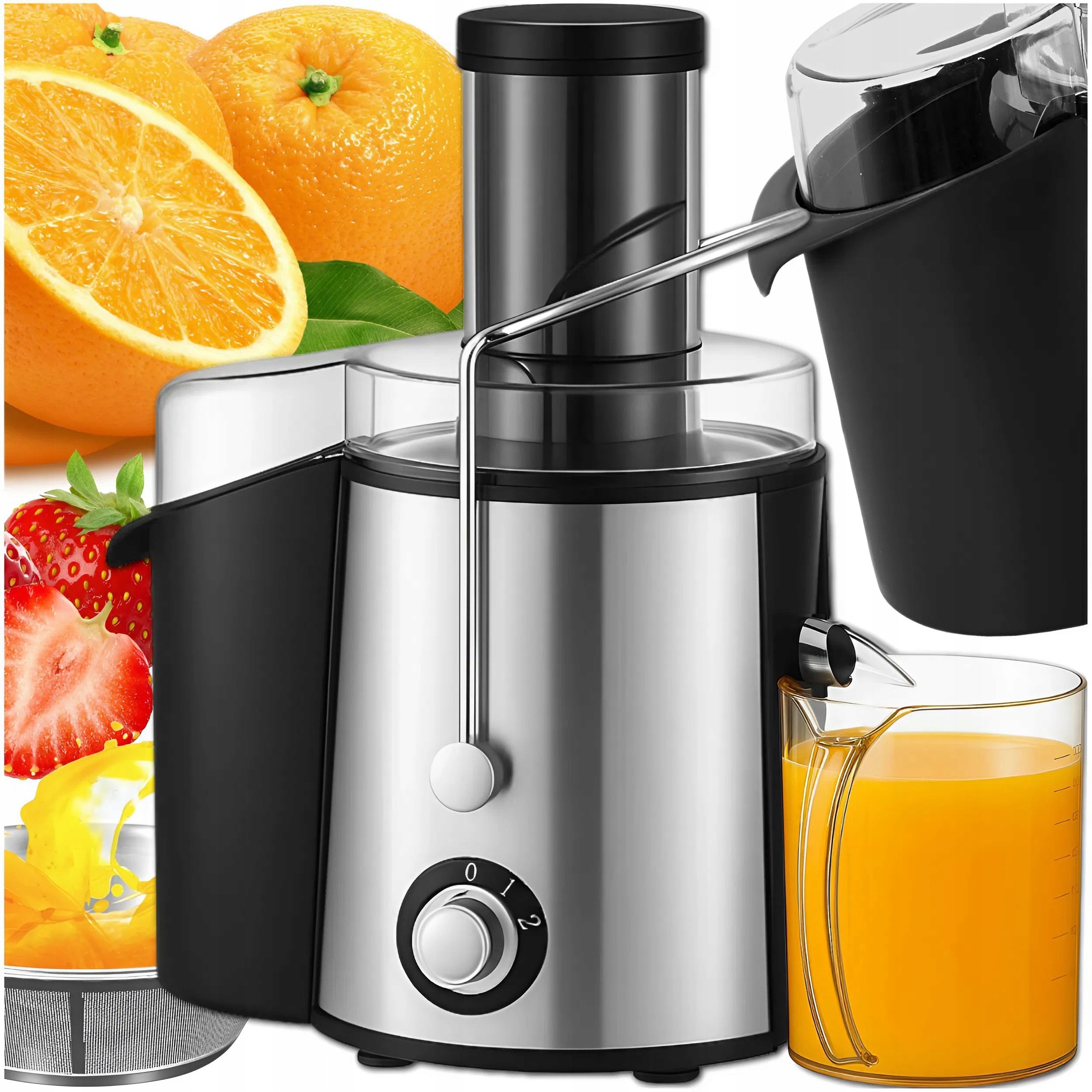 2x Juicer Memflow 800 W With Large Hole 70 Mm And Container 500 Ml Dominant color silver/gray