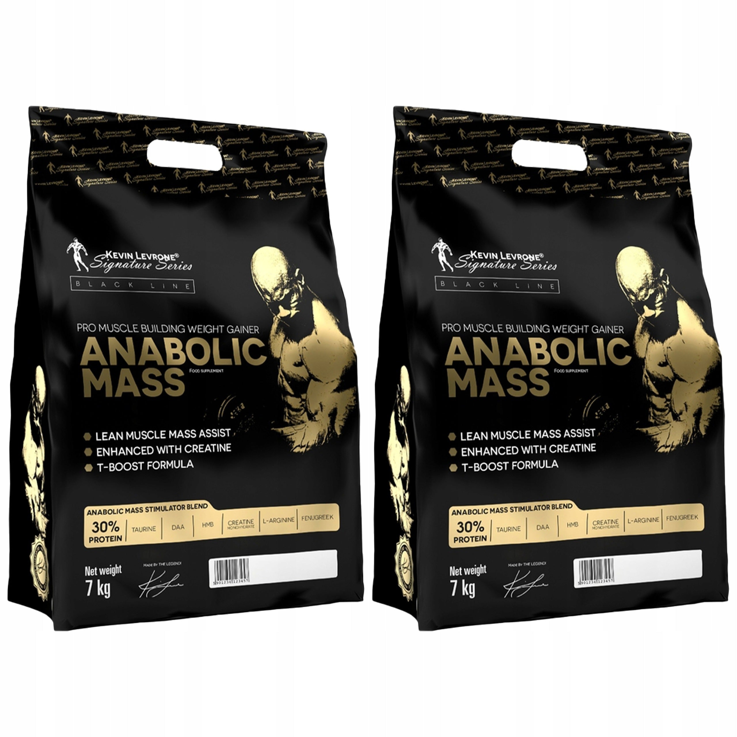 2x KEVIN LEVRONE Anabolic Mass 7kg Gainer Protein Creatine T-Boost
