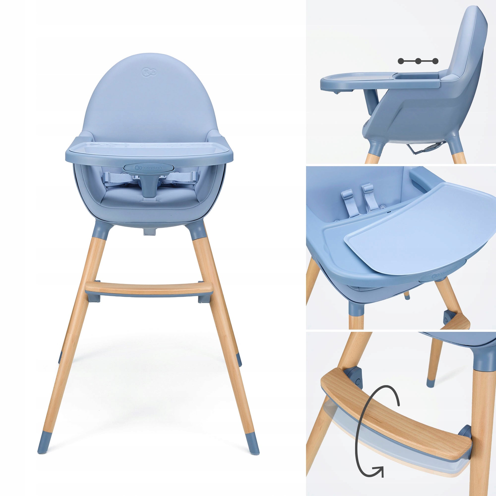 2x KINDERKRAFT FINI 2 Nordic Breeze Highchair Color blue