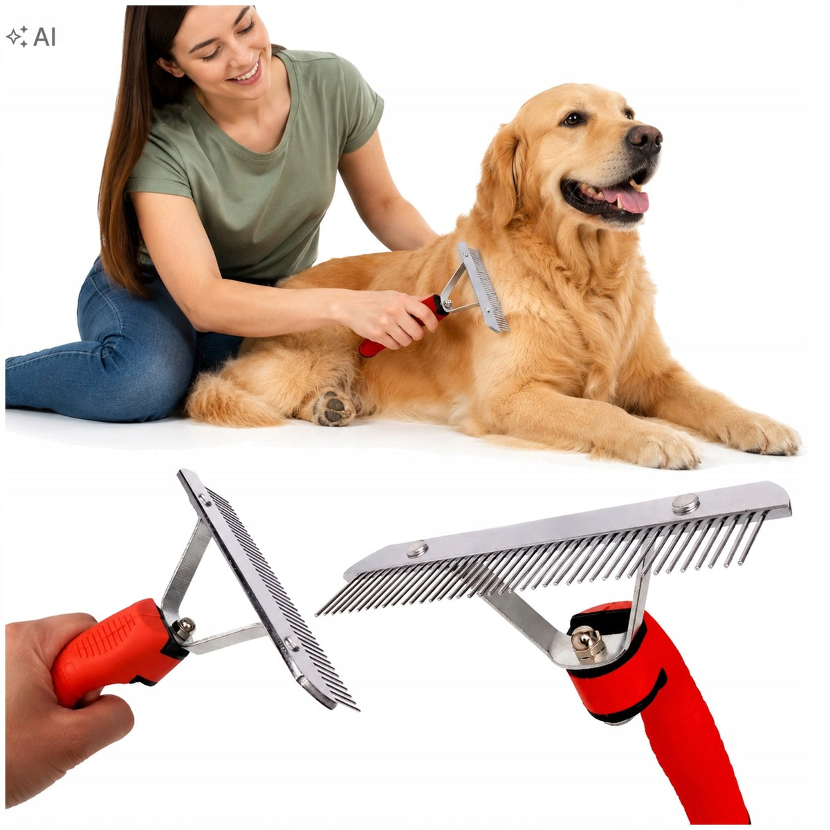 2x LARGE CARDED TRIMMER HAIR COMBING BRUSH CAT DOG UNDERCOAT