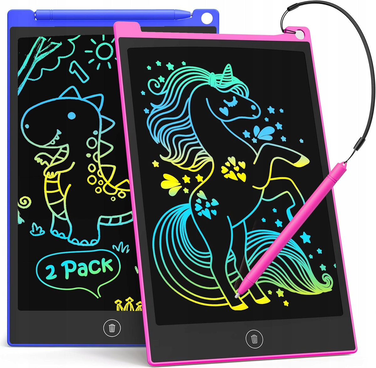 2x LCD Drawing Tablet 10 Inch Colorful Notebook for Kids Travel