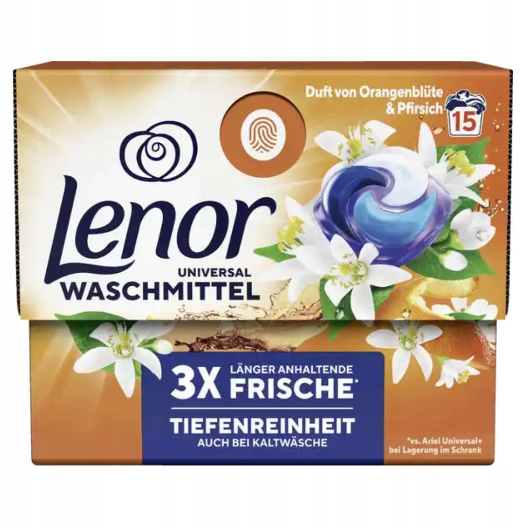 2x LENOR CAPS 15P WASHING CAPSULES ORANGE FLOWER AND PEACH