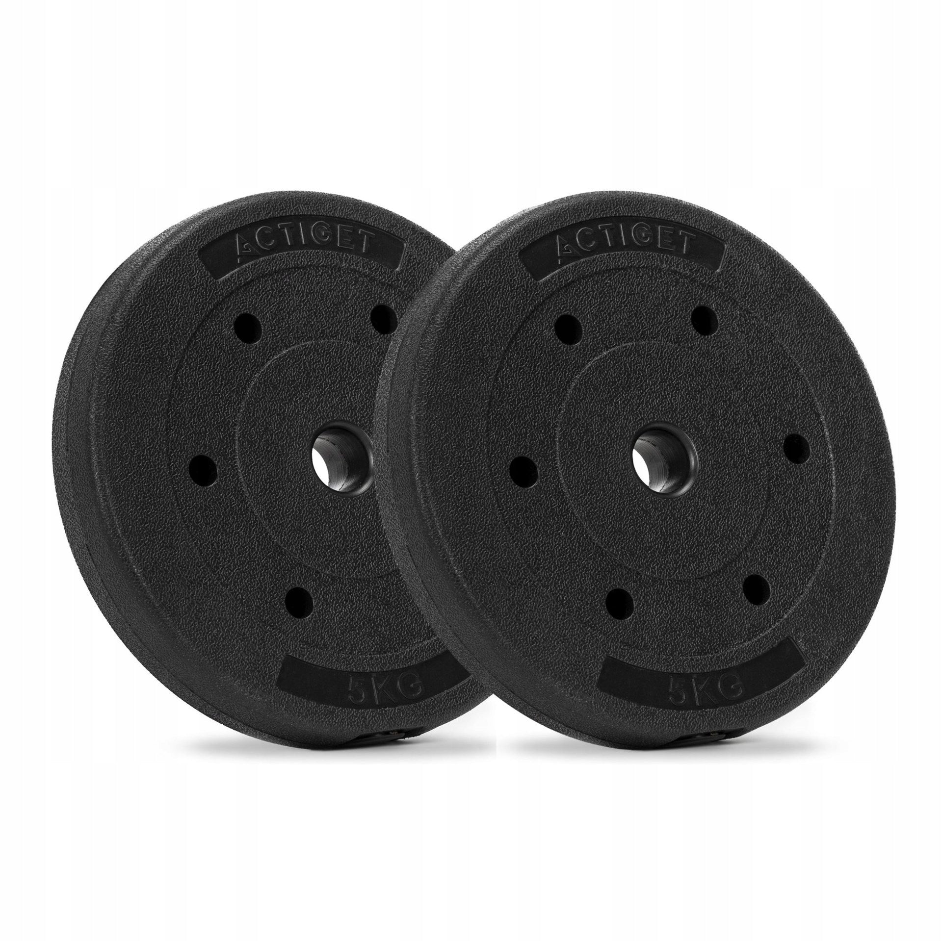 2x LOAD PLATE 5 kg DUMBBELL DISC 29mm BITUMINOUS COMPOSITE 2pcs