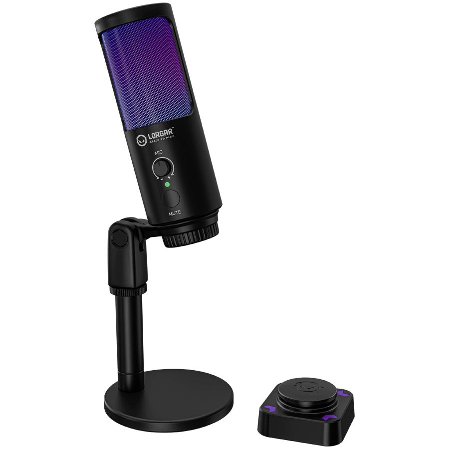 2x LORGAR SMP40, RGB Microphone with external mute button and metal stand, Manufacturer code LRG-SMP40-BK