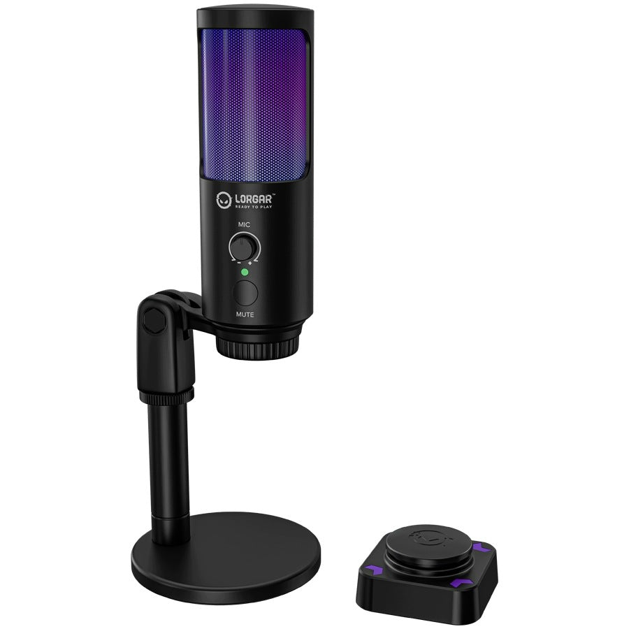 2x LORGAR SMP40, RGB Microphone with external mute button and metal stand,