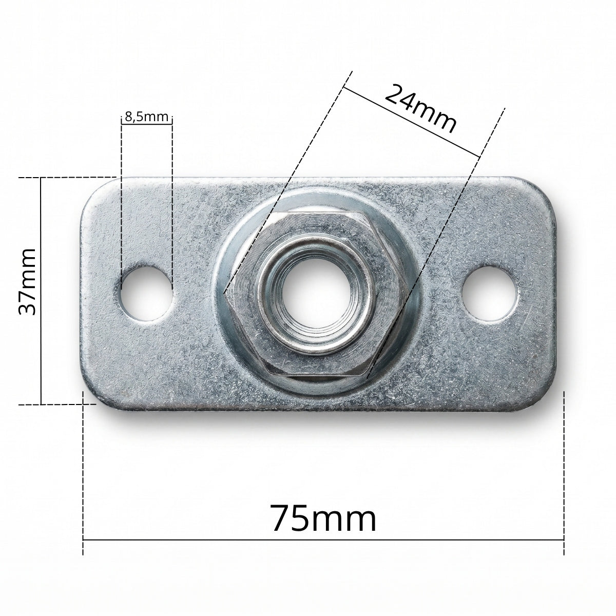 2x M12 Double Sided Adjustable Hinge for Gate Screwed ZINC SIGN Metric threads M 12