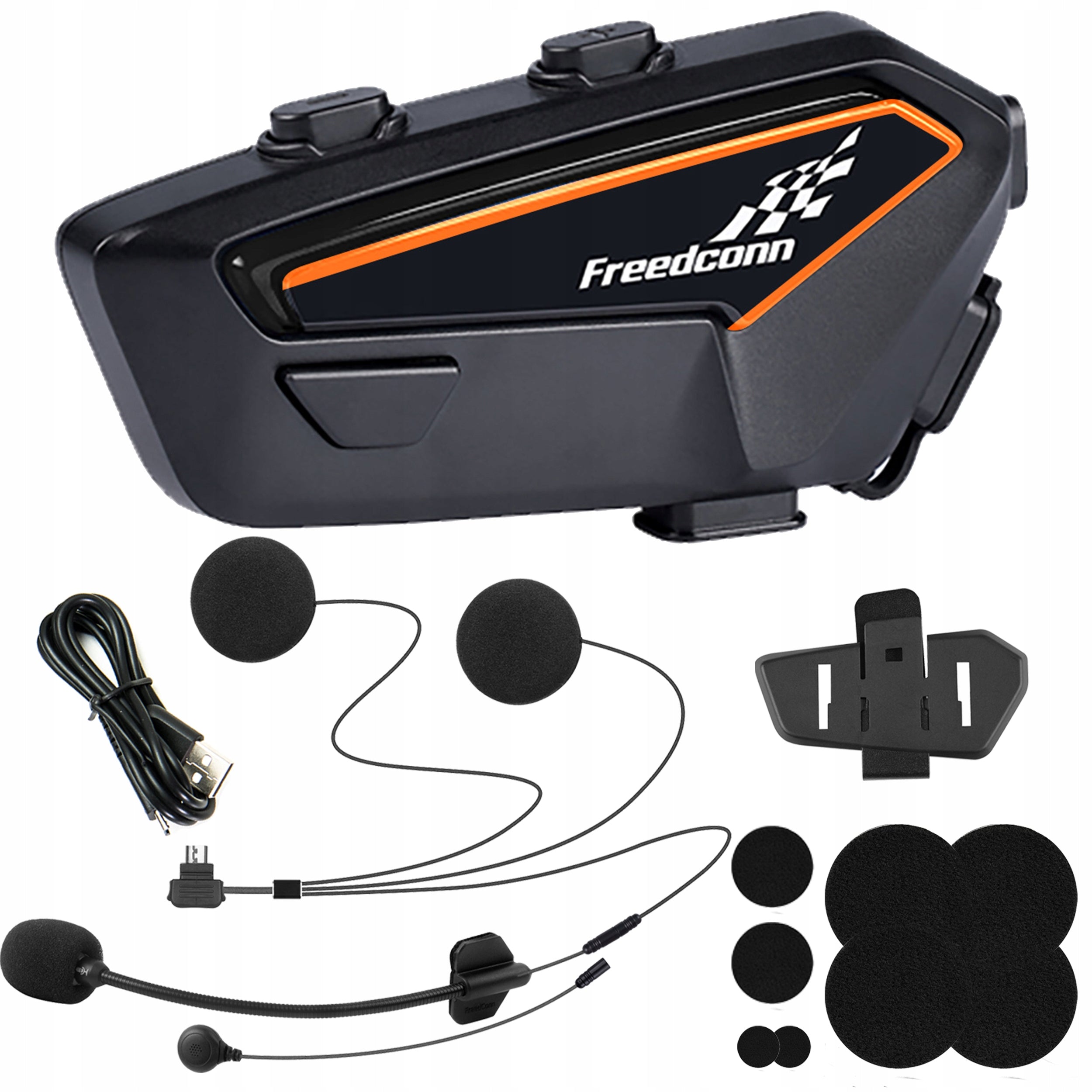 2x MOTORCYCLE INTERCOM FREEDCONN F1 V2 EU BLUETOOTH 5.2 Polish LEKTOR Packaging status original