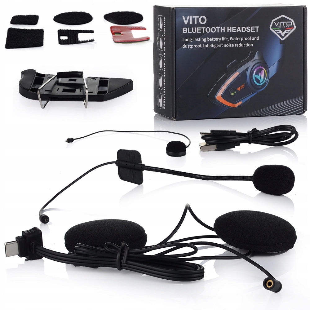 2x MOTORCYCLE INTERCOM VITO BLUETOOTH SPEAKERS IPX6 WATERPROOF 1000mAh Manufacturer VITO