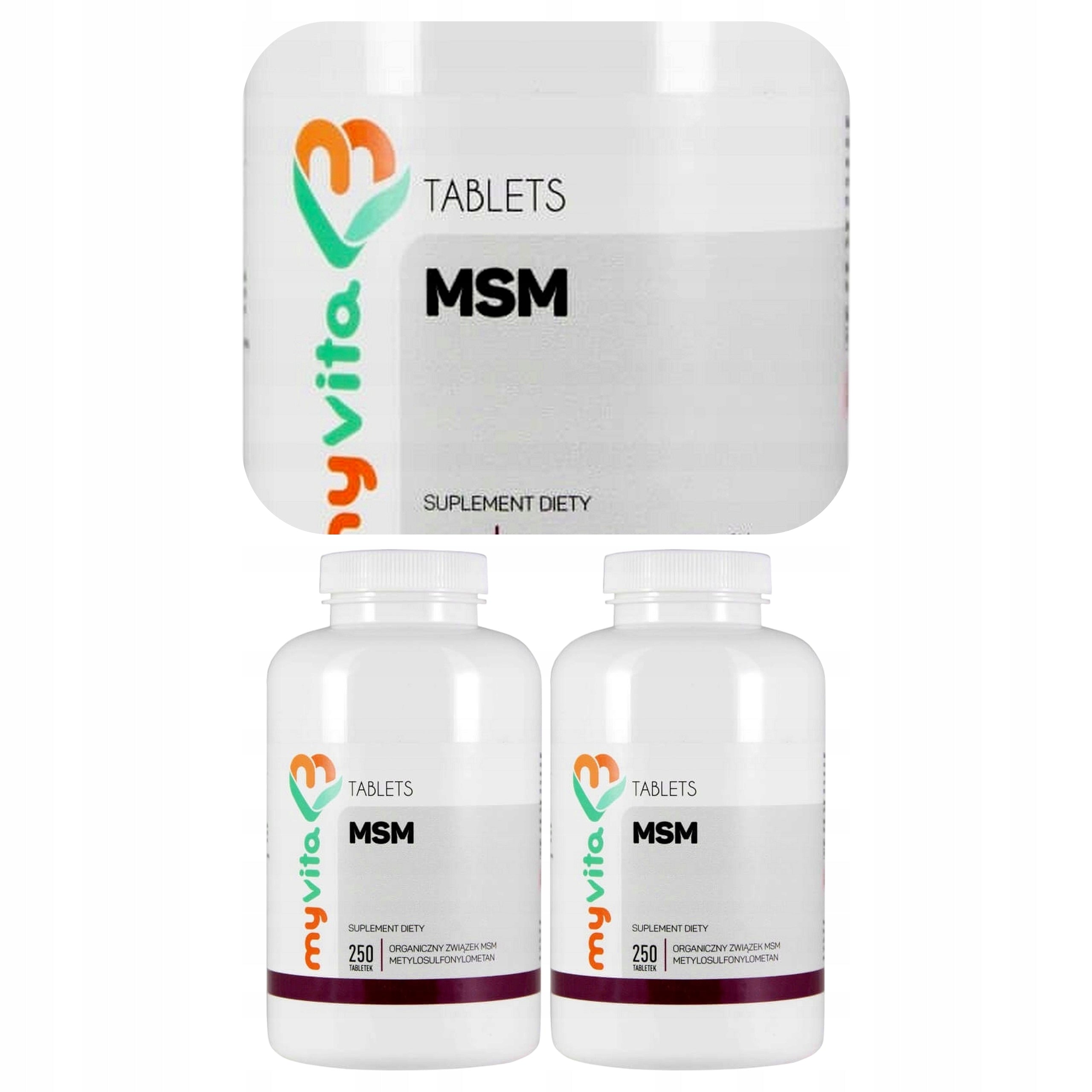 2x MYVITA MSM TABLETS 500 mg 250 tab. 1 Daily Methylsulfonylmethane