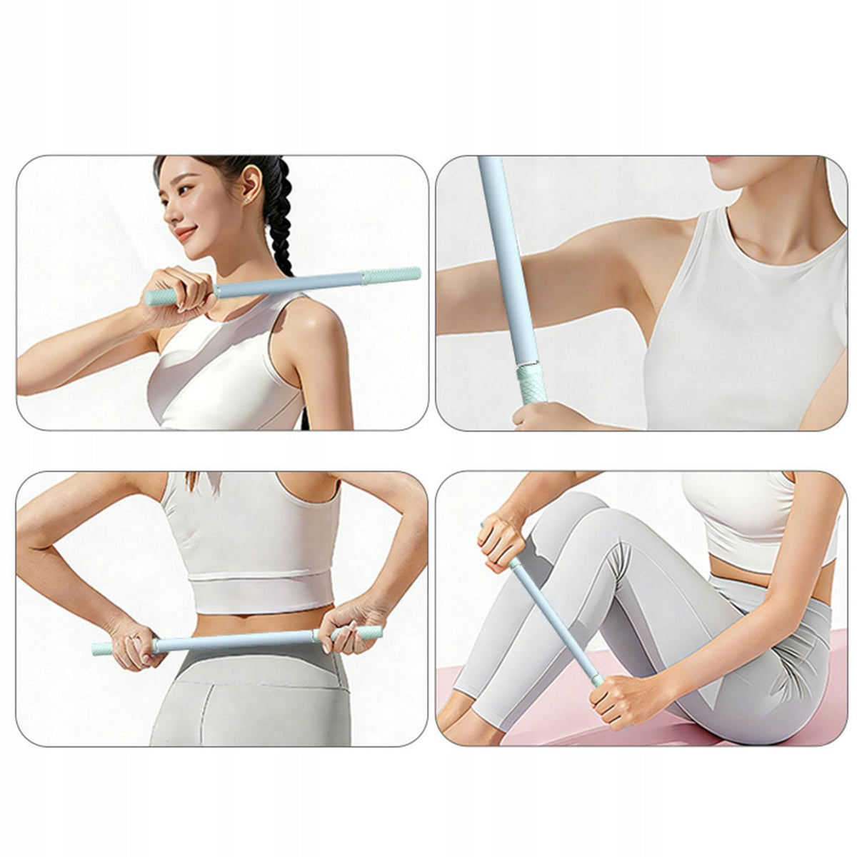 2x Massage Roller Stick Versatile Muscle Massager for Buttocks silver Packaging status original
