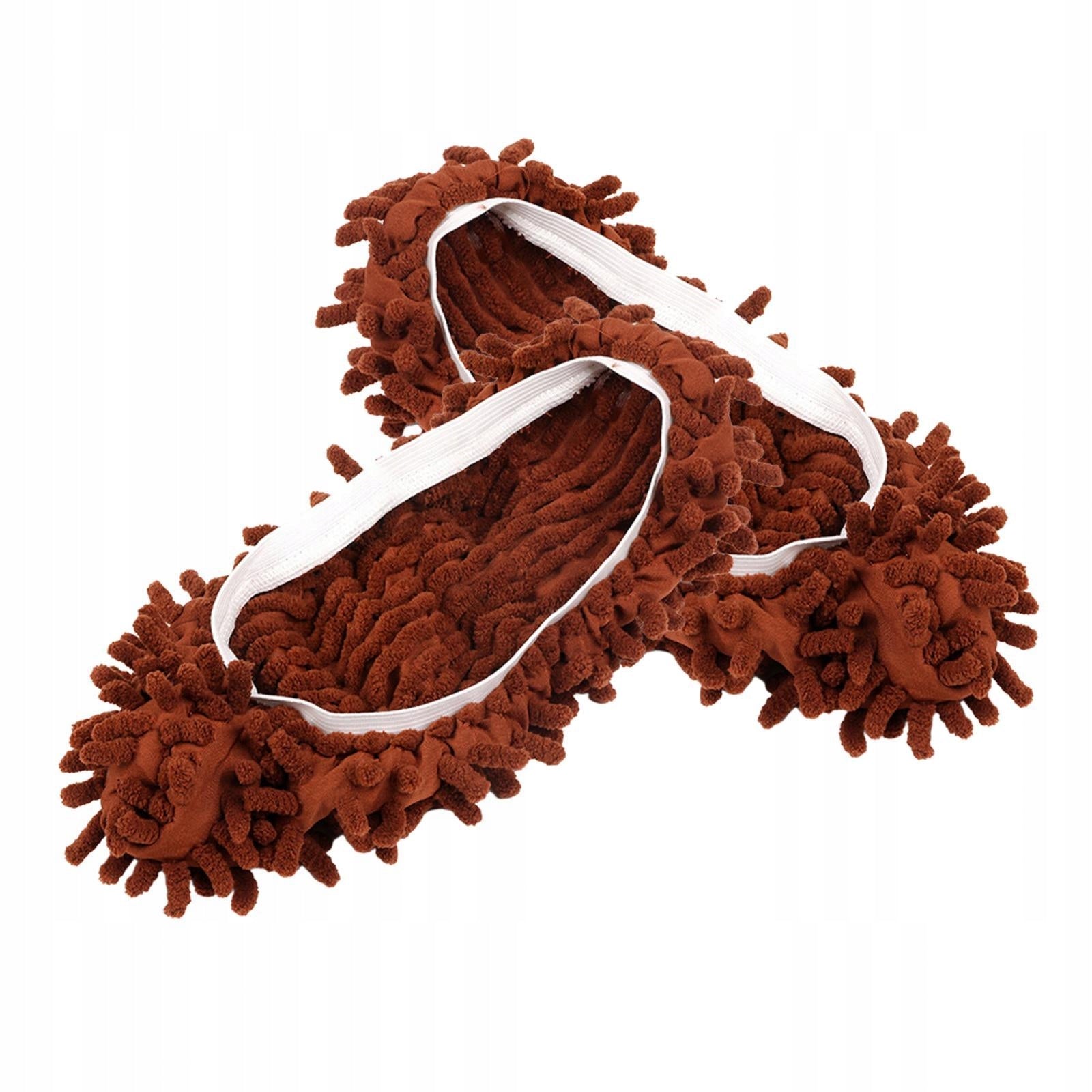 2x Microfiber Mop Slippers Shoes Cover Soft Washable Floor Cleaning Brown