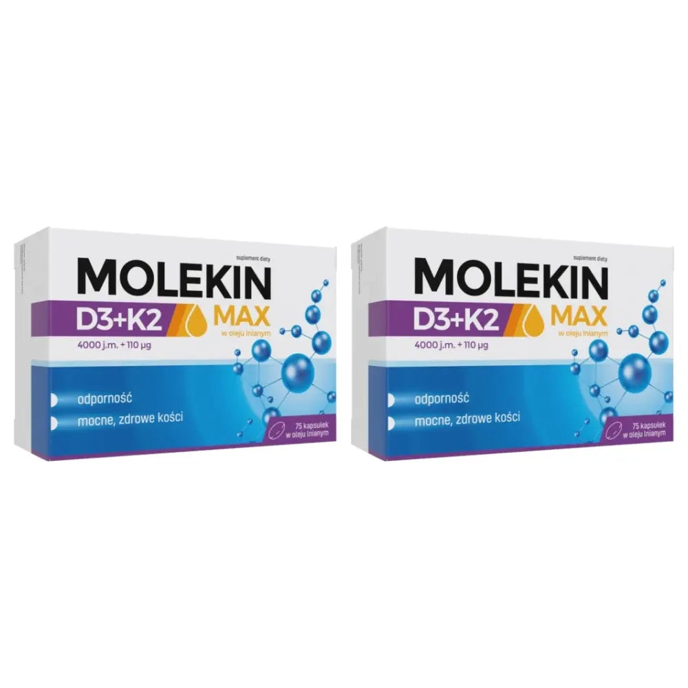 2x Molecin Max D3 + K2 in flaxseed oil, 75 capsules