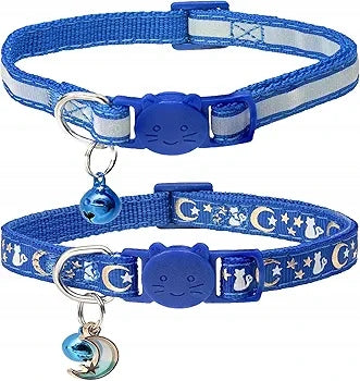 2x Moon Cat Bell Collar