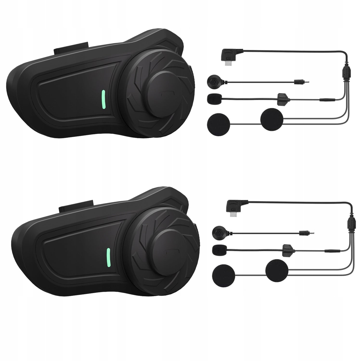 2x Motorcycle Intercom X2, FM Radio, Bluetooth, HD Speakers IPX6 1000mAh