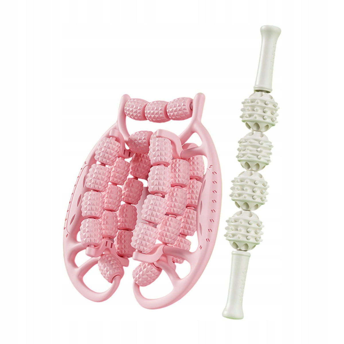 2x Muscle Roller Massagers Foam Handheld Massage Roller Stick Leg Pink Packaging status original