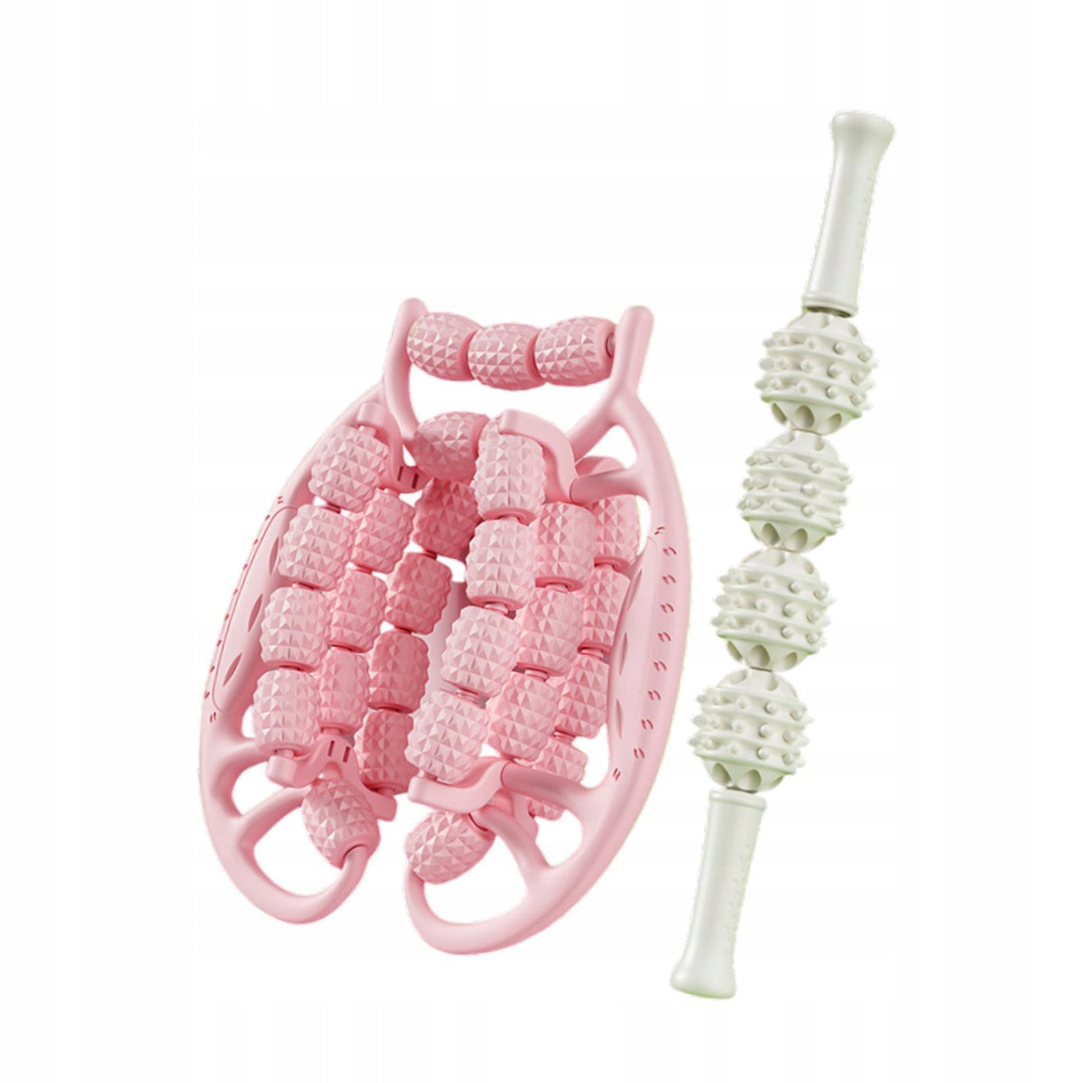 2x Muscle Roller Massagers Foam Handheld Massage Roller Stick Leg Pink