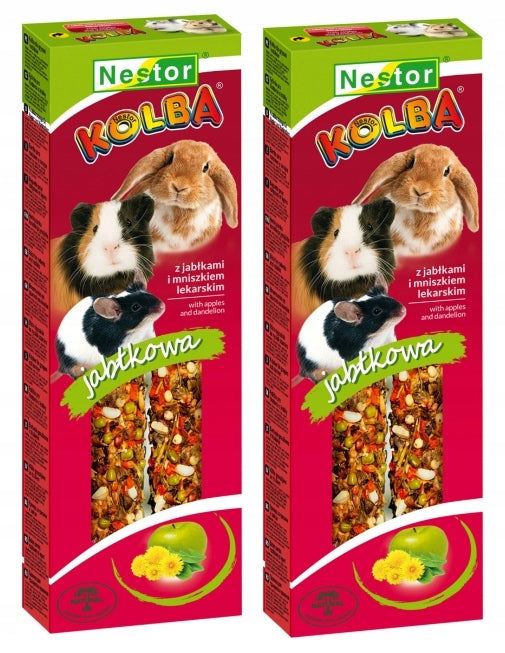 2x Nestor Rabbit Flask for Rodents with APPLES AND DANDELION