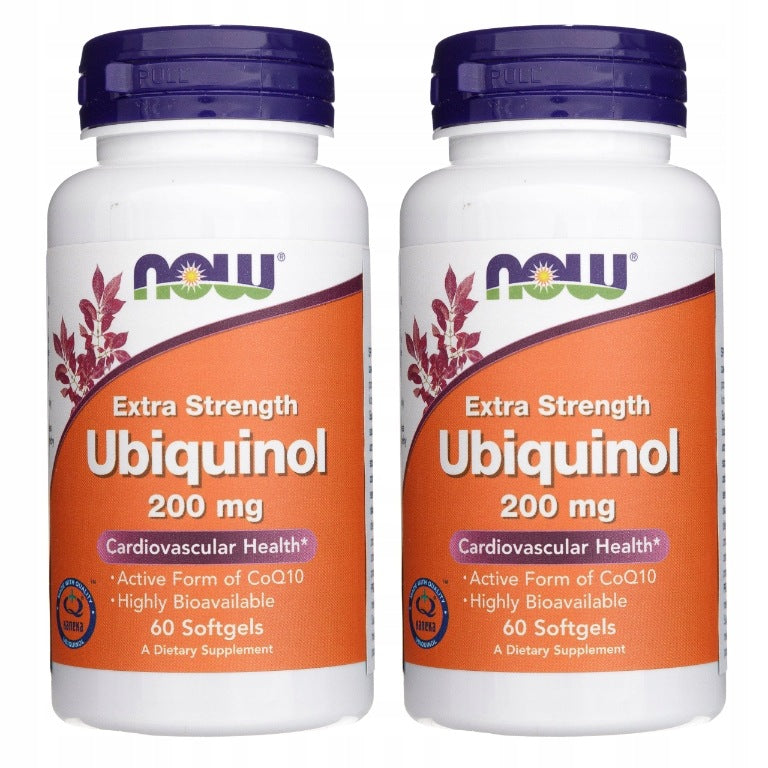 2x Now Foods UBIQUINOL Ubiquinol Extra Strength FORTE 200mg Coenzyme Q10 60k