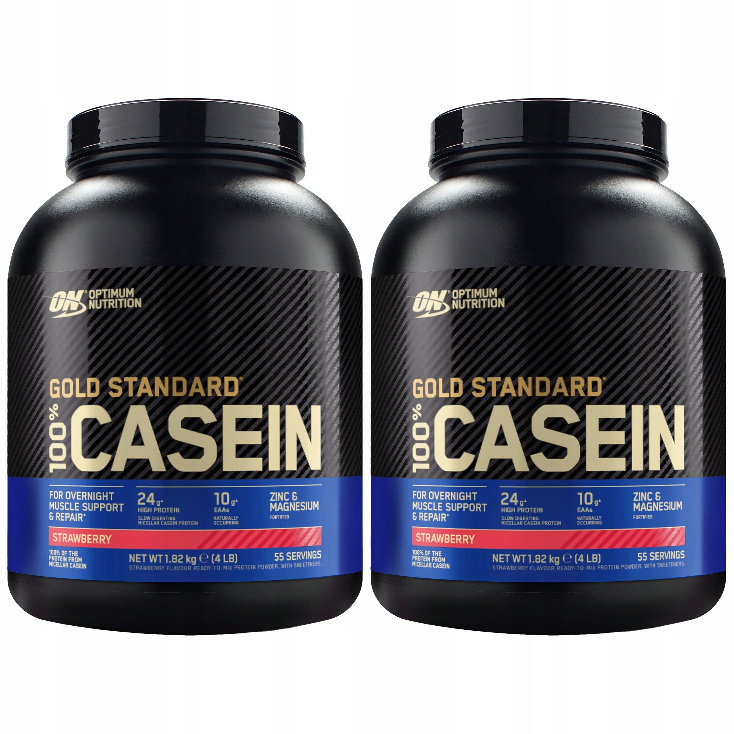 2x OPTIMUM NUTRITION Gold Standard Casein 1820g Strawberry Night Protein