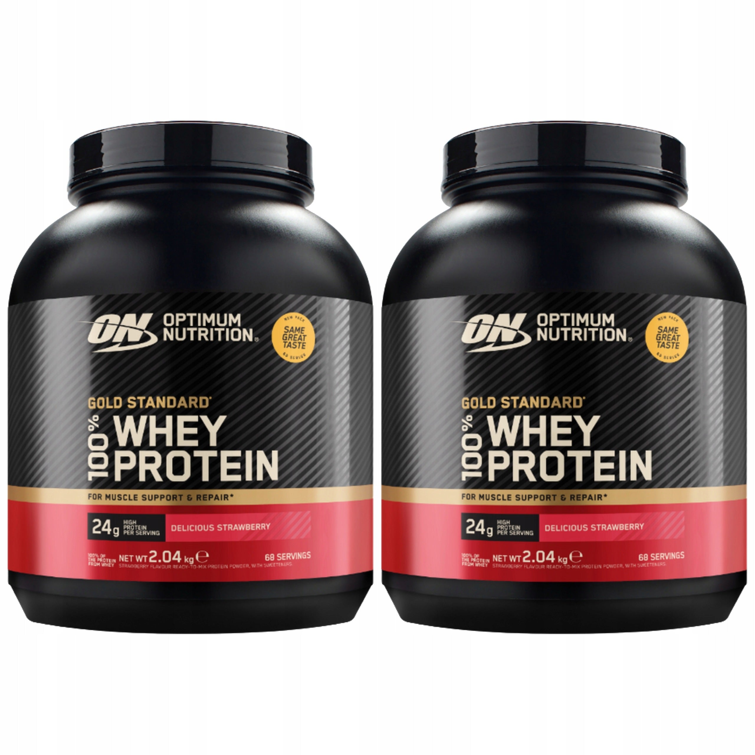 2x OPTIMUM NUTRITION Gold Standard Whey 2040g Protein Strawberry WPC WPI 68p