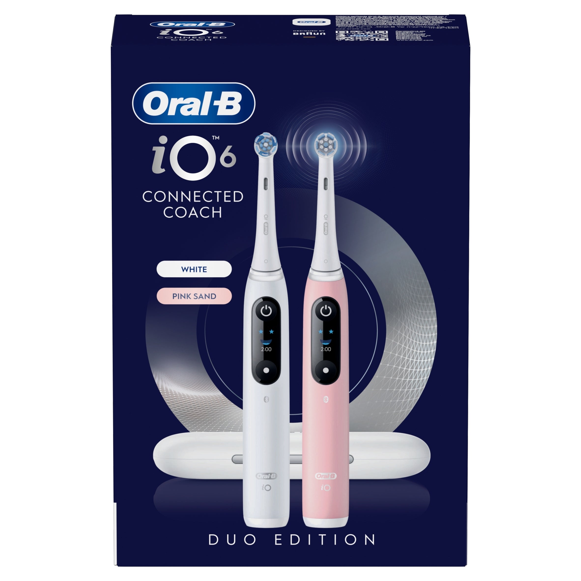 2x Oral B Io 6 Electric Toothbrush White And Rose 2 Ends Case Brand Oral-B