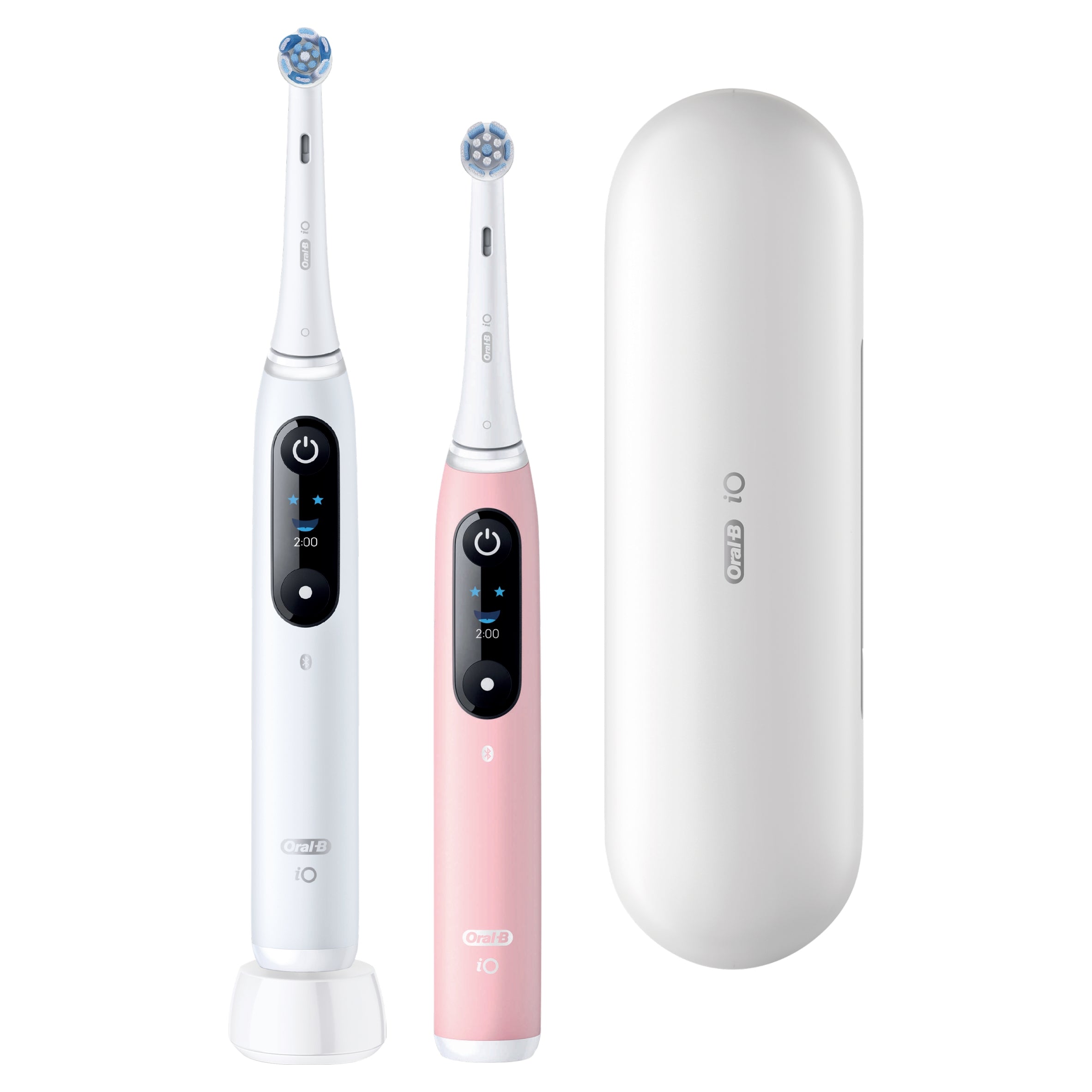 2x Oral B Io 6 Electric Toothbrush White And Rose 2 Ends Case Kind toothbrush