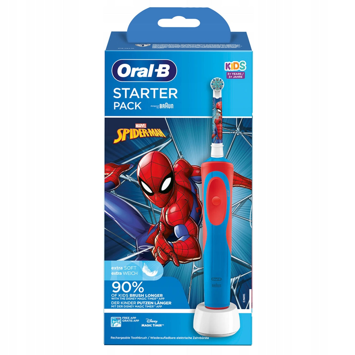 2x Oral B Kids Spider Man Toothbrush Brand Oral-B