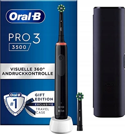 2x Oral B Pro 3 3500 Electric Toothbrush Black Cordless 2 Ends