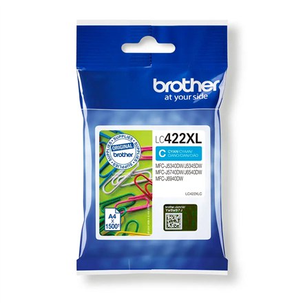 2x Original Cyan Ink Brother LC-422XLC (LC422XLC) Color blue (cyan)