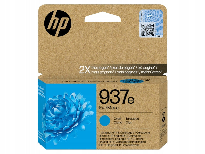 2x Original Cyan Ink HP 937e (4S6W6NE)