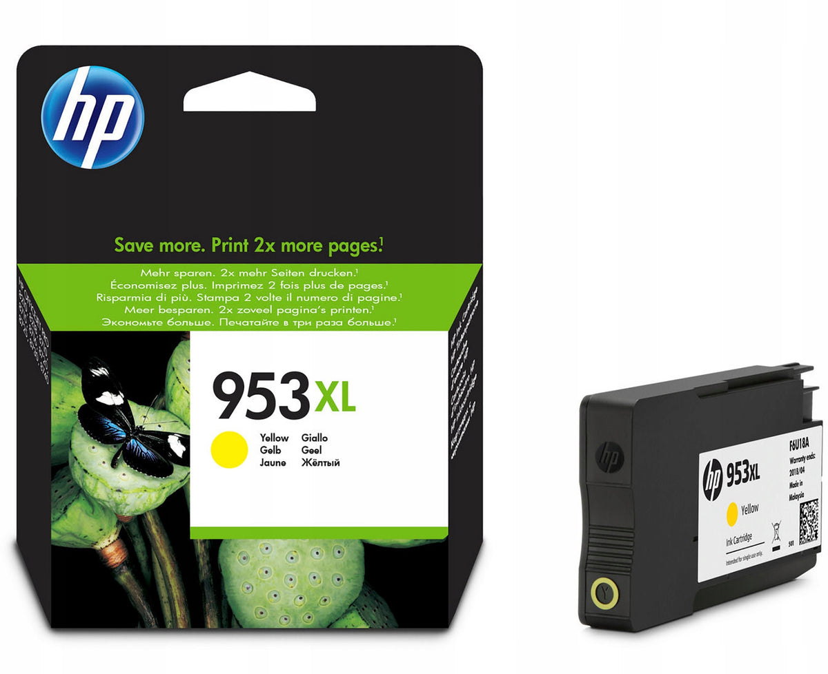2x Original Yellow Ink HP 953XL (F6U18AE) Color yellow