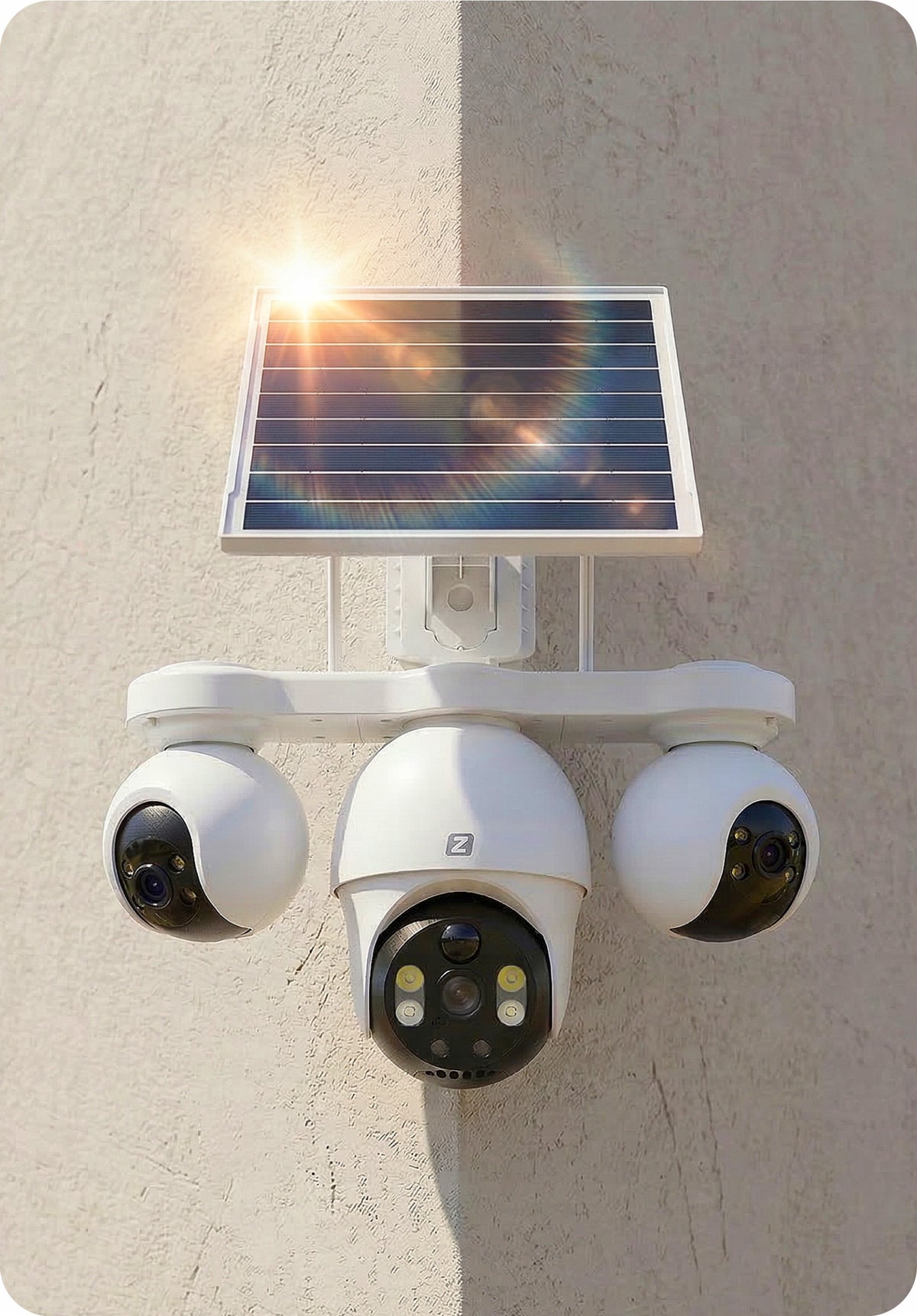 2x Outdoor Solar Camera Rotating 3 Lenses Gsm 4g Lte 6mpx Zintronic Brand Zintronic
