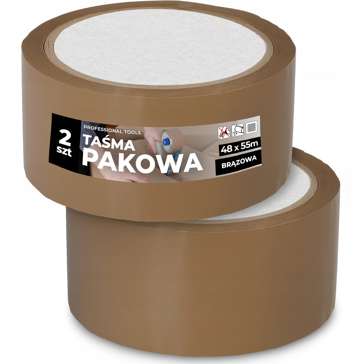 2x PACKING ADHESIVE TAPE Brown 55 m Acrylic Packaging Durable Strong HN-T