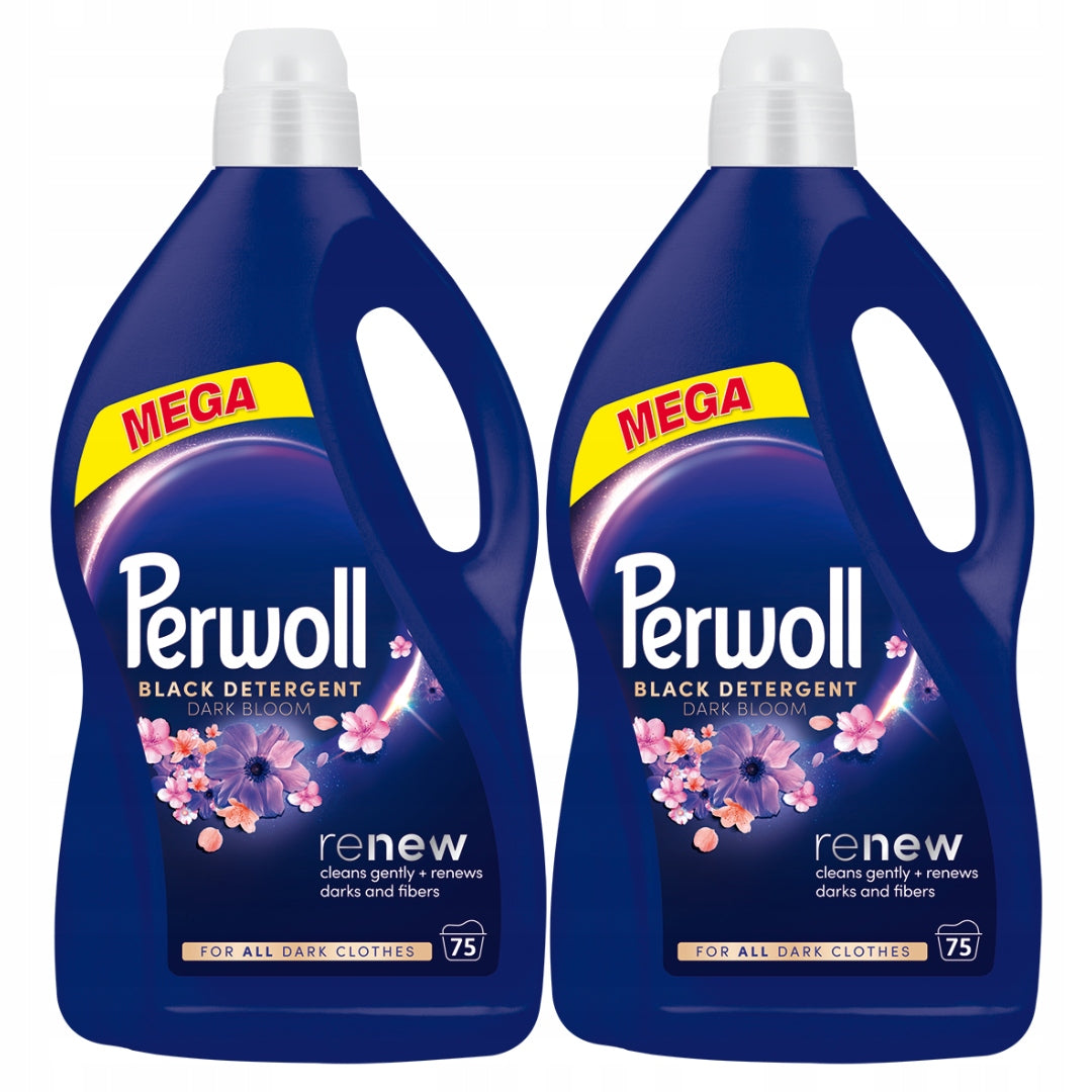 2x PERWOLL RENEW DARK BLOOM WASHING LIQUID FOR DARK FABRICS 150 WASHES 2x3,75L