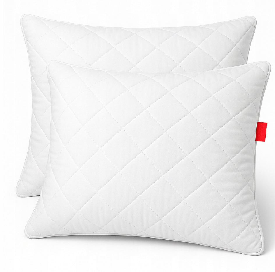 2x PILLOW 70X80 ANTI-ALLERGIC QUILTED FLUFFY SPRING WITH ZIPPER