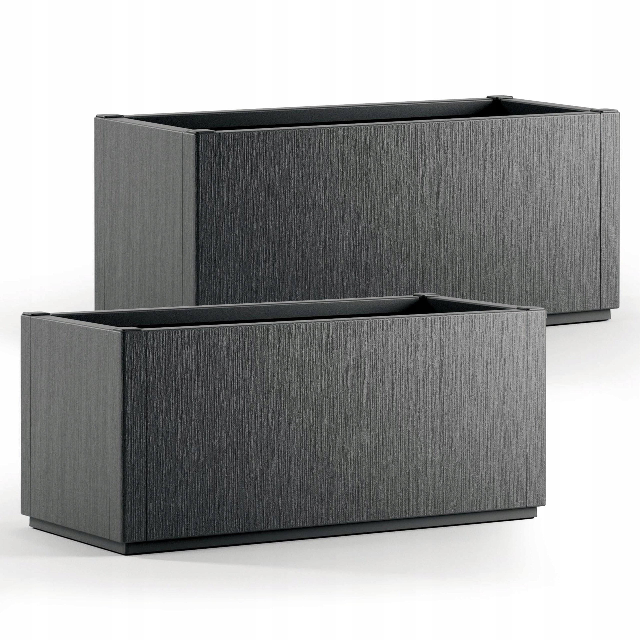 2x PLANTER FLOWER POT BALCONY BOX GARDEN TERRACE 80cm ANTHRACITE