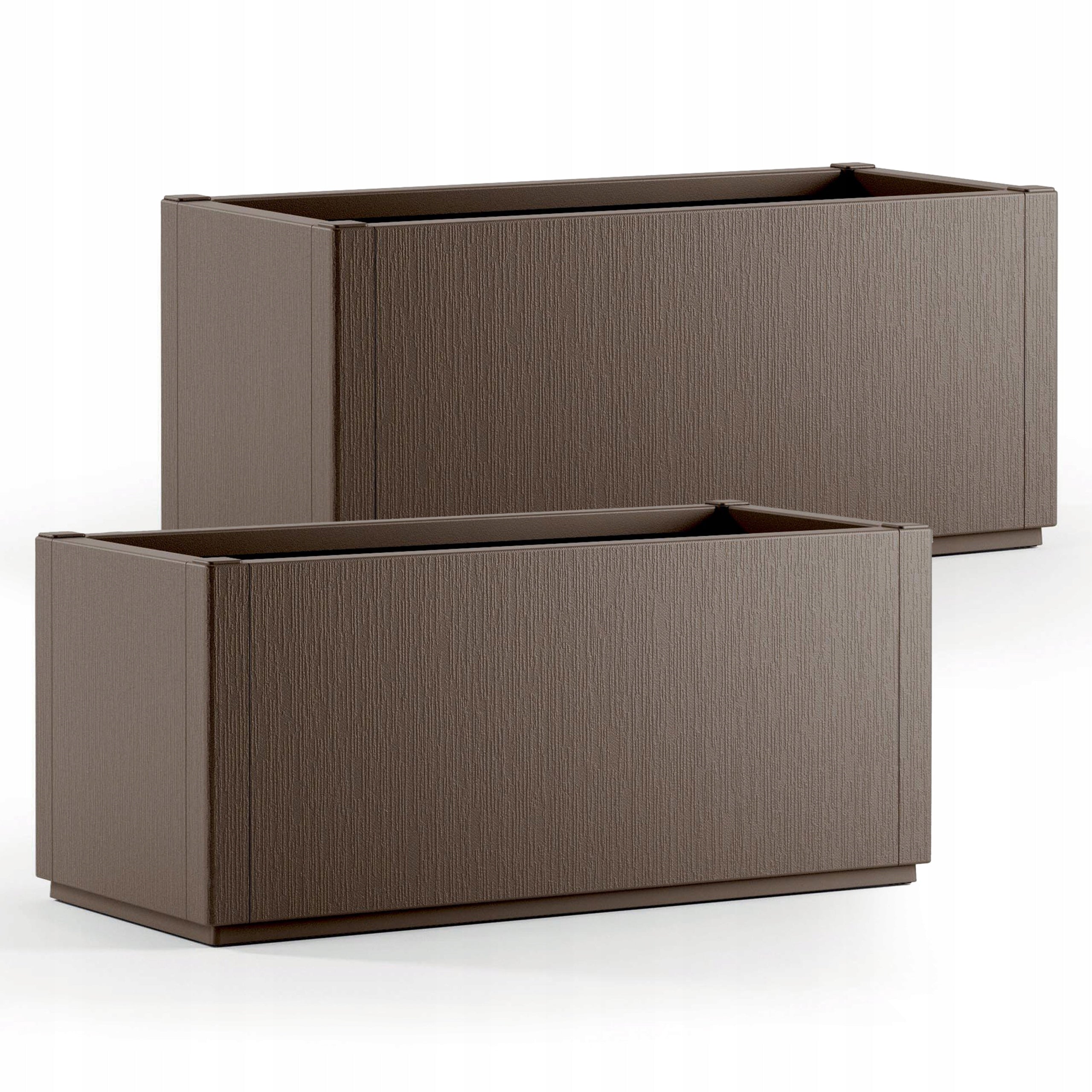 2x PLANTER FLOWER POT BALCONY BOX GARDEN TERRACE 80cm BROWN