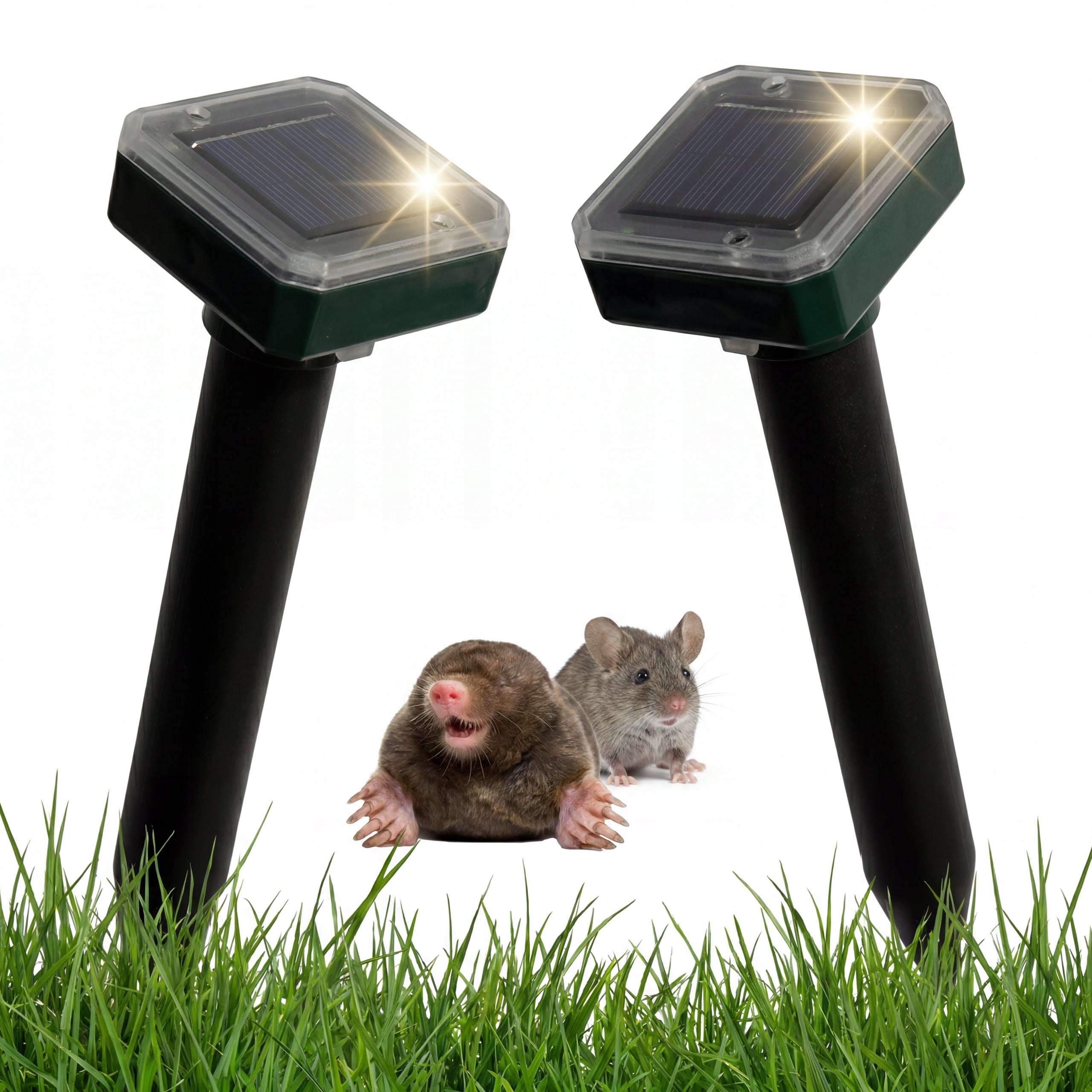 2x POWERFUL MOLE REPELLENT RAT MICE VOLES RODENT SOLAR GARDEN