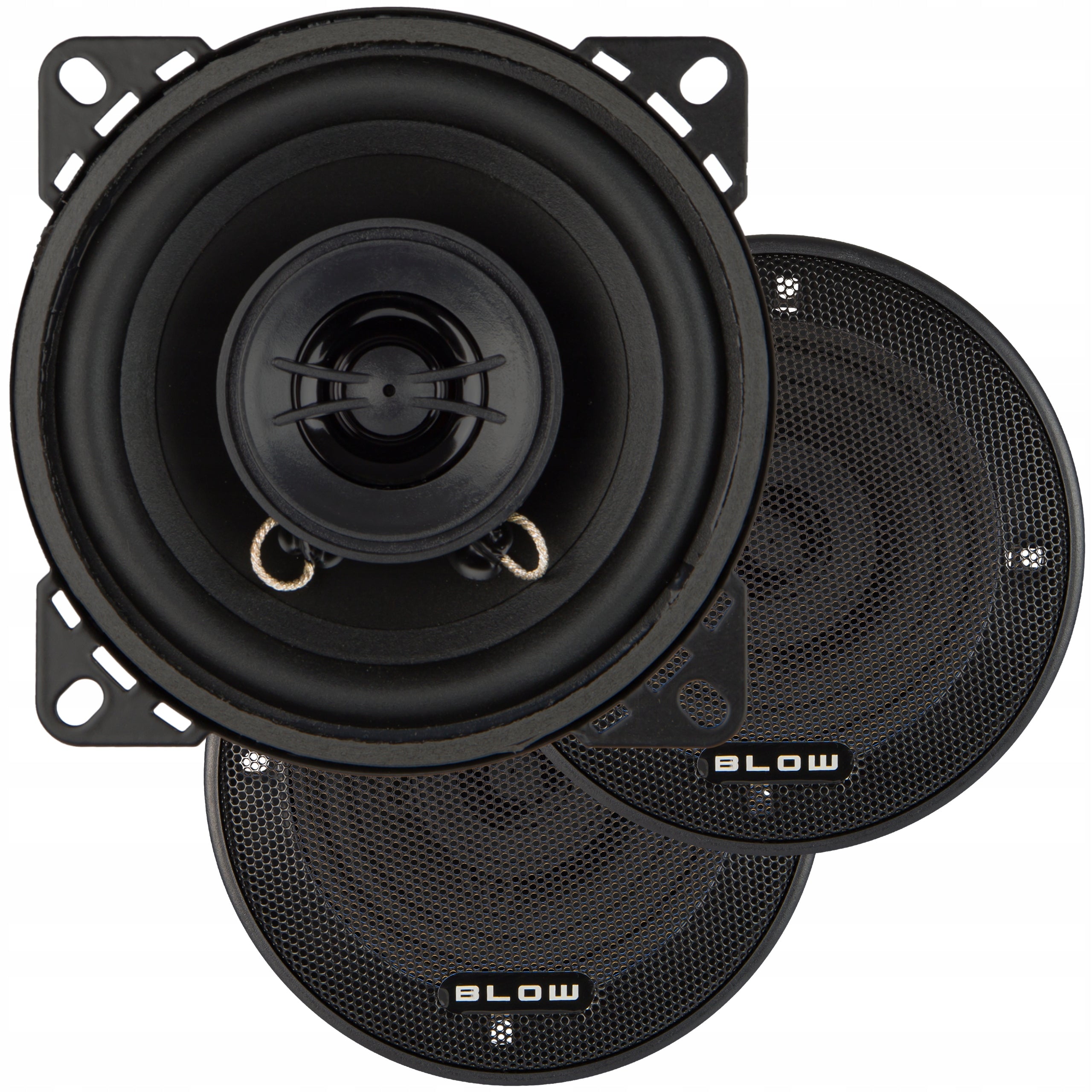 2x POWERFUL TWO-WAY CAR SPEAKERS 100W 100mm SET OF 4" GRILLES