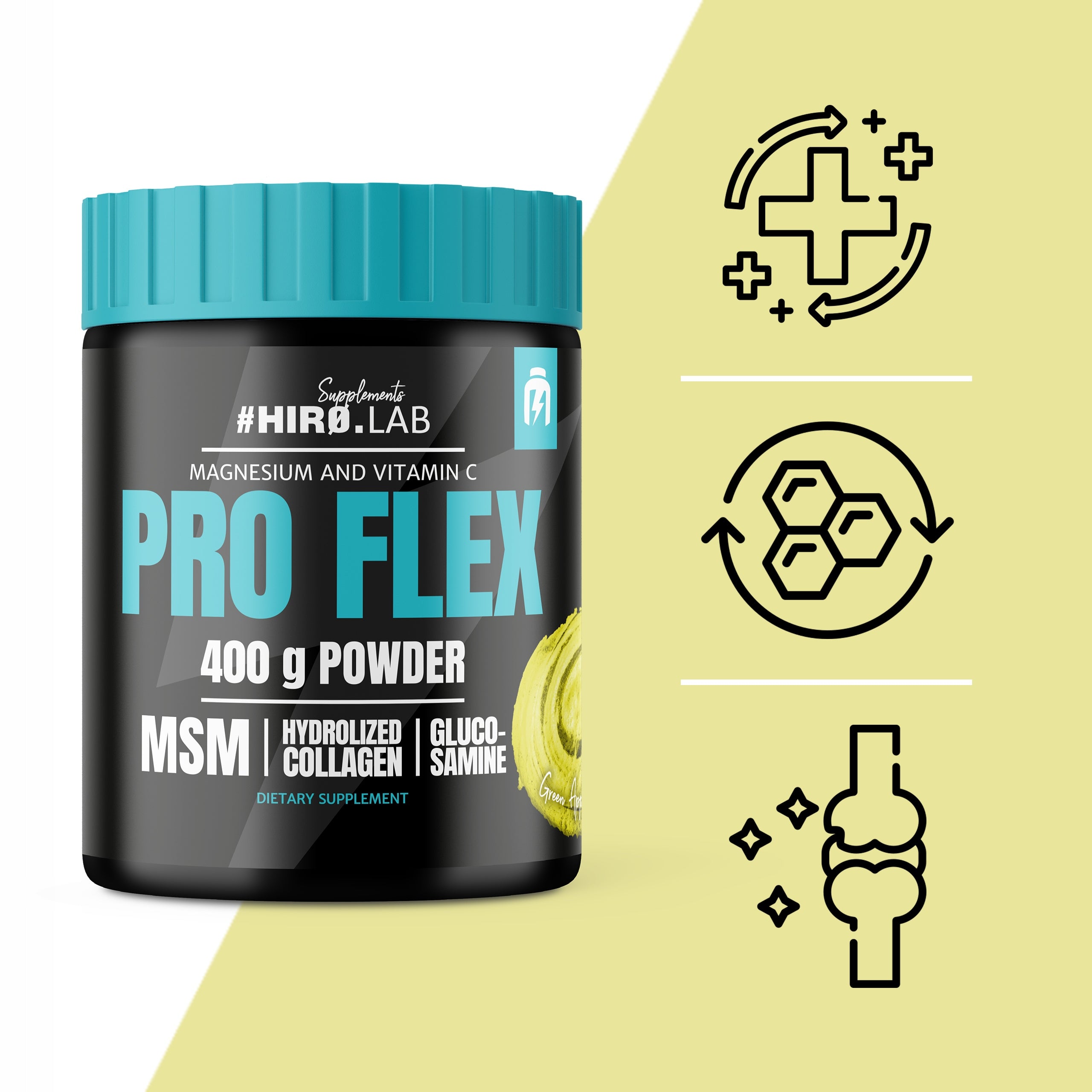 2x PRO FLEX FOR JOINTS COLLAGEN MSM BONES 400g GLUCOSAMINE HEALTHY STRONG APPLE Brand HIRO.LAB