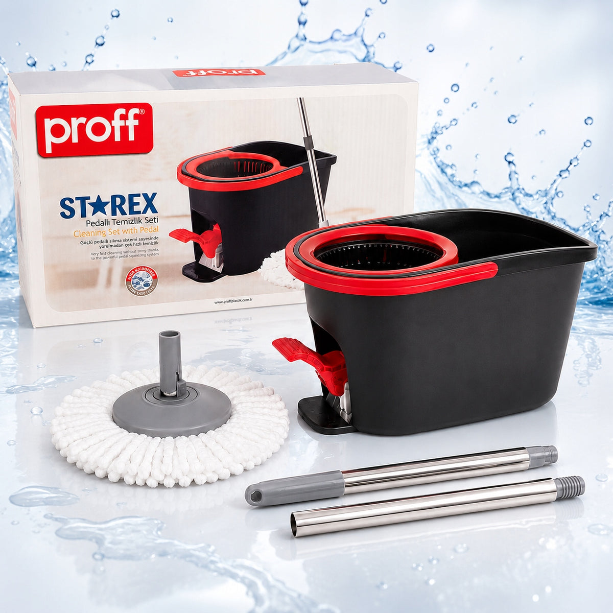 2x PROFF STAREX ROTARY MOP WITH BUCKET 14L MICROFIBER SET Brand Proff
