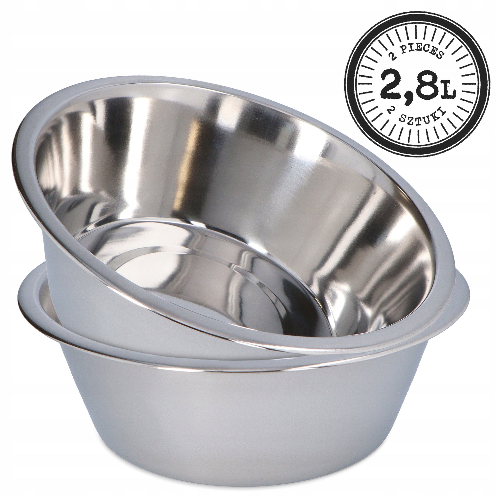 2x PSA BOWL 2,8l Large Stainless Water Bowls Food 28cm DISHWASHER SAFE 4D EAN (GTIN) 5905155821737