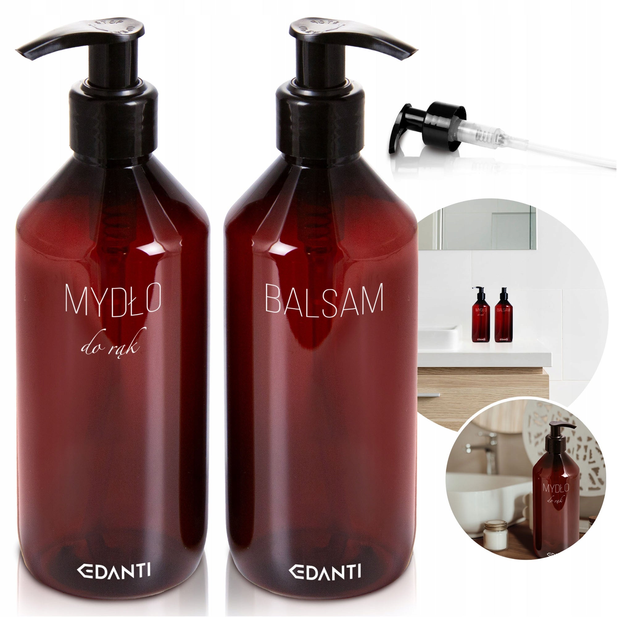 2x PUMP DISPENSER LOTION SOAP BOTTLE 300 ML SINK SET