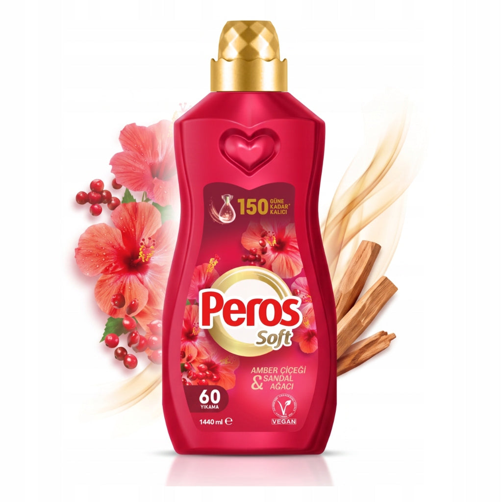 2x Peros Fabric Rinsing Liquid Scent Flower Amber Sandalwood 1440ml Packaging status original