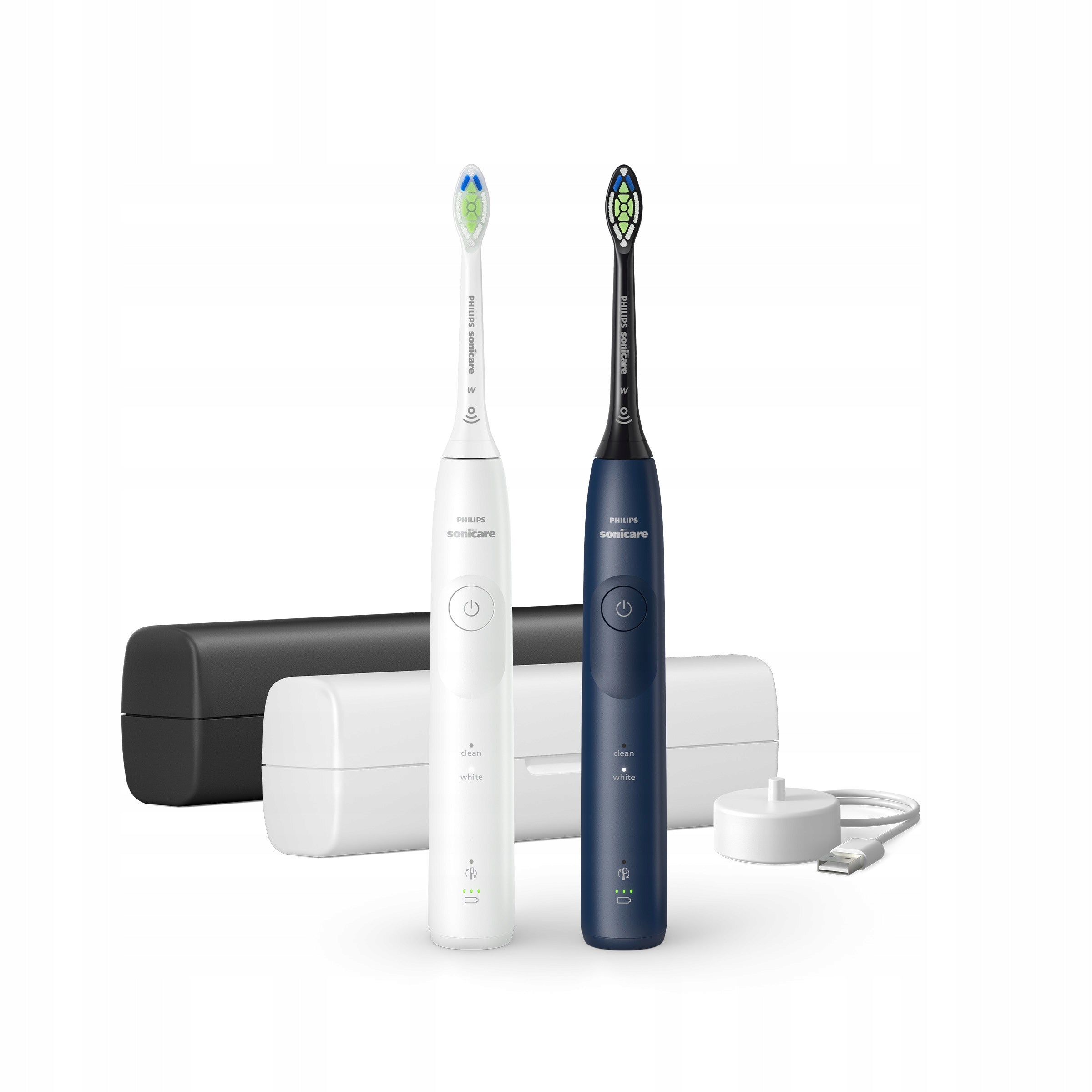 2x Philips Sonicare 5500 sonic toothbrush white navy blue set HX7119/01 Dominant color multicolor