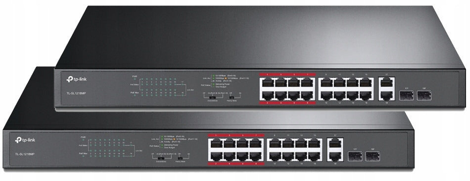 2x PoE Switch TP-Link TL-SL1218MP 16 Ports PoE+ 192W Gigabit R Switch