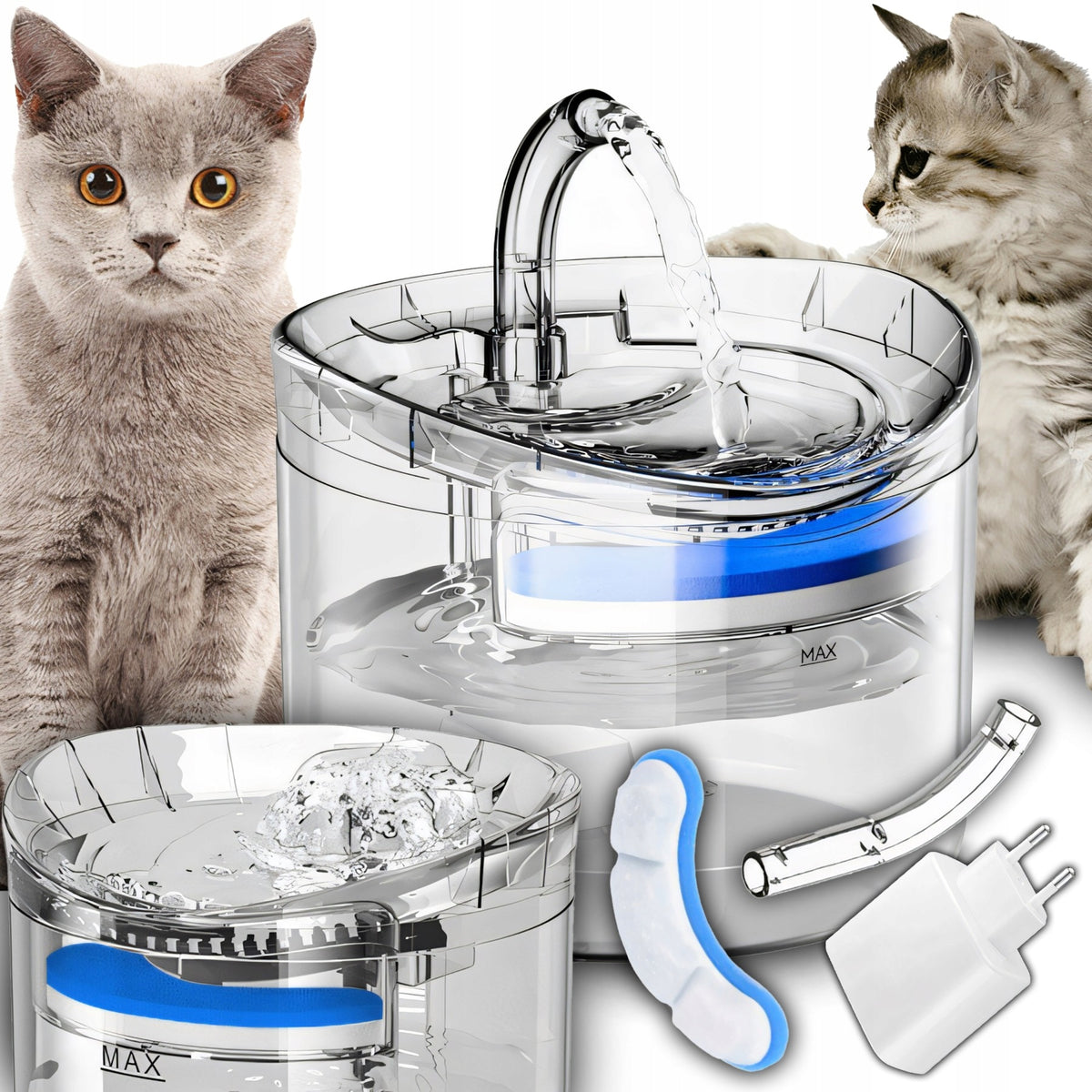 2x Poidlo With Fountain Retoo Plastic 2500 Ml